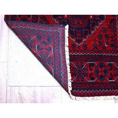 Tribal & Geometric Wool Hand Knotted Rug Red Red 3.0X12.9 -O071820