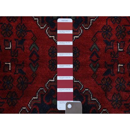 Tribal & Geometric Wool Hand Knotted Rug Red Red 3.0X12.9 -O071820