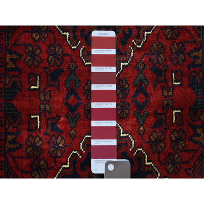 Tribal & Geometric Wool Hand Knotted Rug Red Red 2.7X13.0 -O071823