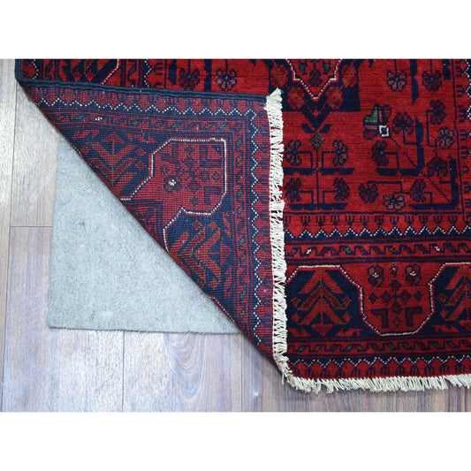 Tribal & Geometric Wool Hand Knotted Rug Red Red 2.7X9.5 -O071824