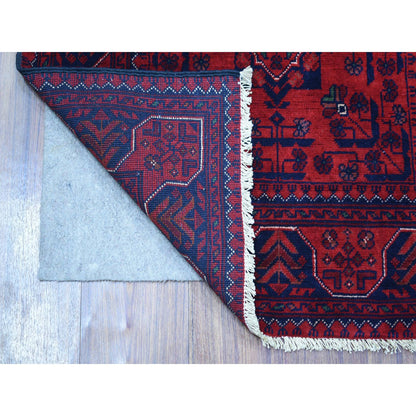 Tribal & Geometric Wool Hand Knotted Rug Red Red 2.6X9.5 -O071826