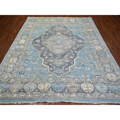 Tribal & Geometric Wool Hand Knotted Rug Blue Navy Blue 8.0X9.6 -O071832