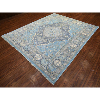 Tribal & Geometric Wool Hand Knotted Rug Blue Navy Blue 8.0X9.6 -O071832