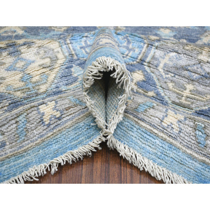 Tribal & Geometric Wool Hand Knotted Rug Blue Navy Blue 8.0X9.6 -O071832