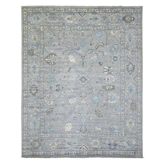 Oushak And Peshawar Wool Hand Knotted Rug Grey Gray 8.1X10.4 -O071839