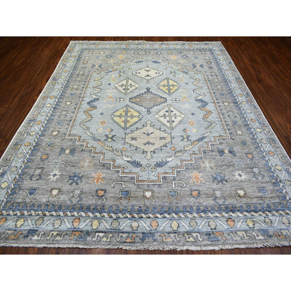 Tribal & Geometric Wool Hand Knotted Rug Grey Light Gray 8.0X9.10 -O071865