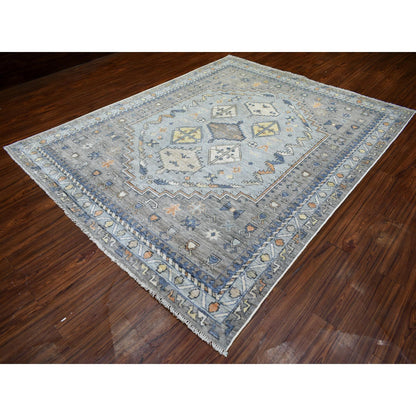 Tribal & Geometric Wool Hand Knotted Rug Grey Light Gray 8.0X9.10 -O071865