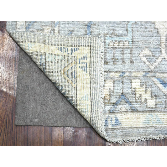 Tribal & Geometric Wool Hand Knotted Rug Grey Light Gray 4.0X10.0 -O071871
