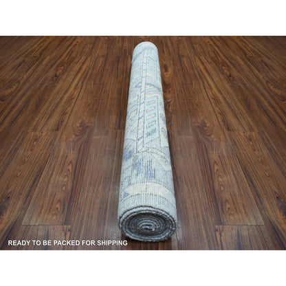 Tribal & Geometric Wool Hand Knotted Rug Grey Light Gray 4.0X10.0 -O071871