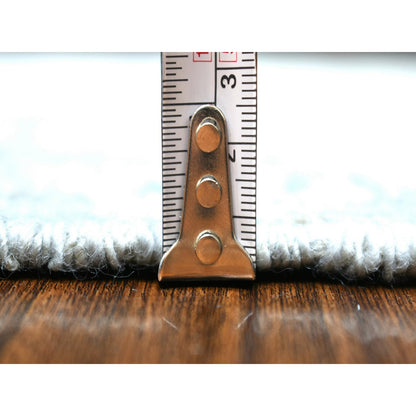 Tribal & Geometric Wool Hand Knotted Rug Grey Light Gray 4.0X10.0 -O071871