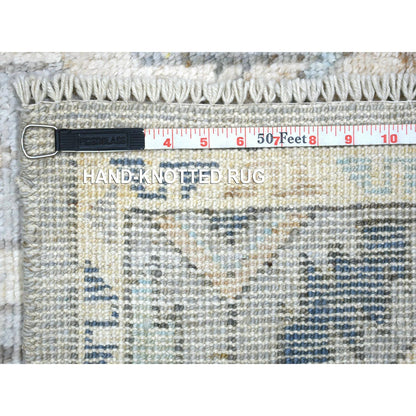 Tribal & Geometric Wool Hand Knotted Rug Grey Light Gray 4.0X10.0 -O071871