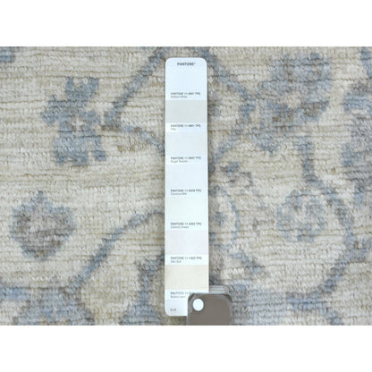 Oushak And Peshawar Wool Hand Knotted Rug Ivory Blue 4.1X6.1 -O071875