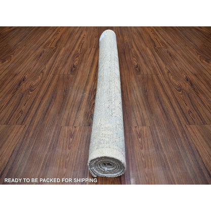 Oushak And Peshawar Wool Hand Knotted Rug Ivory Blue 4.1X6.1 -O071875