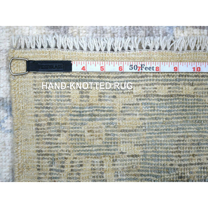 Oushak And Peshawar Wool Hand Knotted Rug Ivory Blue 4.1X6.1 -O071875