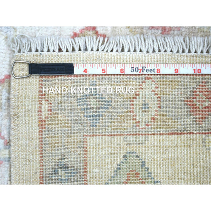 Oushak And Peshawar Wool Hand Knotted Rug Ivory Blue 4.2X5.7 -O071877