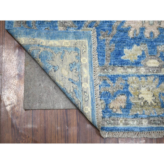 Oushak And Peshawar Wool Hand Knotted Rug Blue Blue 4.0X6.0 -O071878