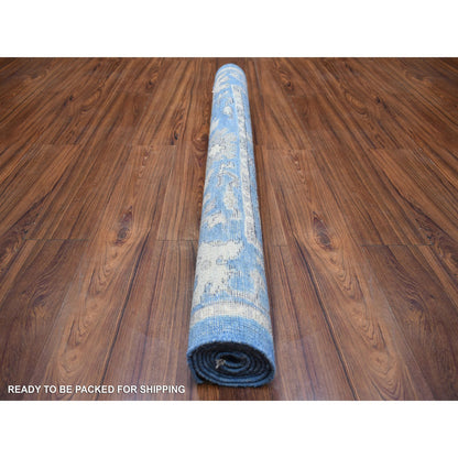 Oushak And Peshawar Wool Hand Knotted Rug Blue Blue 4.0X6.0 -O071878