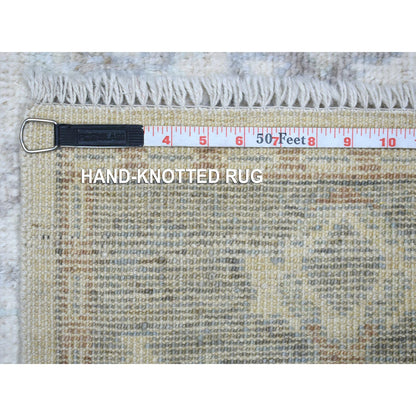Oushak And Peshawar Wool Hand Knotted Rug Ivory Gray 4.0X5.10 -O071879