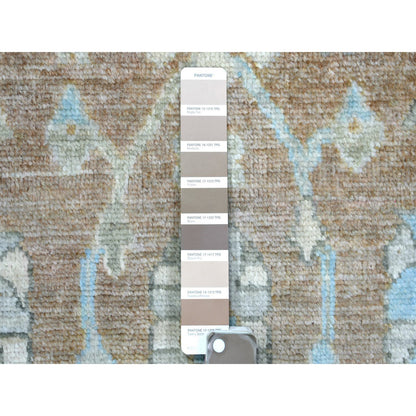 Oushak And Peshawar Wool Hand Knotted Rug Brown Light Blue 2.10X17.1 -O071880