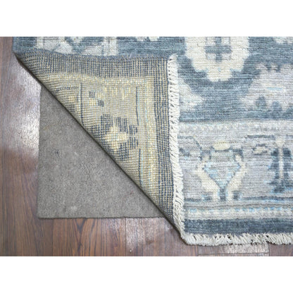Oushak And Peshawar Wool Hand Knotted Rug Grey Light Gray 3.0X11.7 -O071883