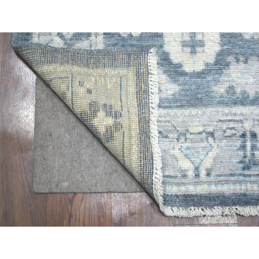 Oushak And Peshawar Wool Hand Knotted Rug Grey Light Gray 3.0X11.7 -O071883