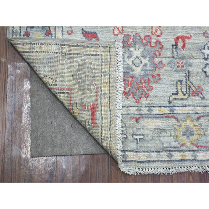 Oushak And Peshawar Wool Hand Knotted Rug Grey Gray 2.7X9.5 -O071885