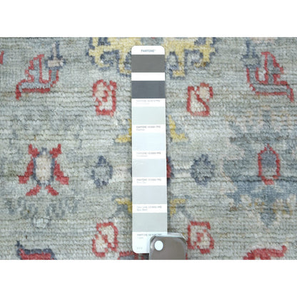 Oushak And Peshawar Wool Hand Knotted Rug Grey Gray 2.7X9.5 -O071885