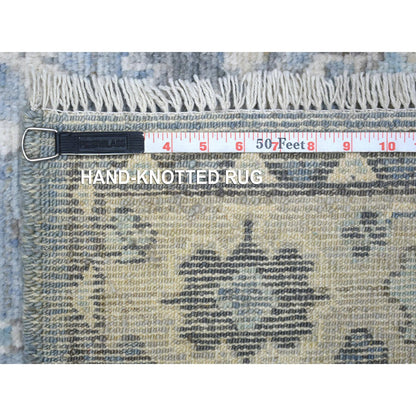Oushak And Peshawar Wool Hand Knotted Rug Blue Gray 3.0X9.9 -O071890