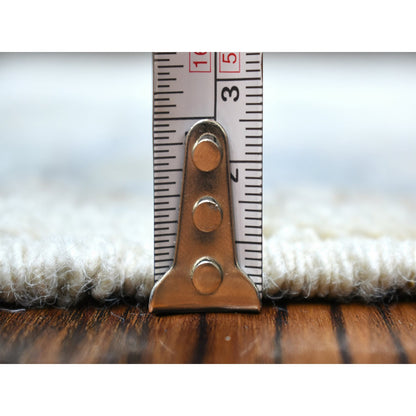 Oushak And Peshawar Wool Hand Knotted Rug Ivory Blue  2.10X9.5 -O071891