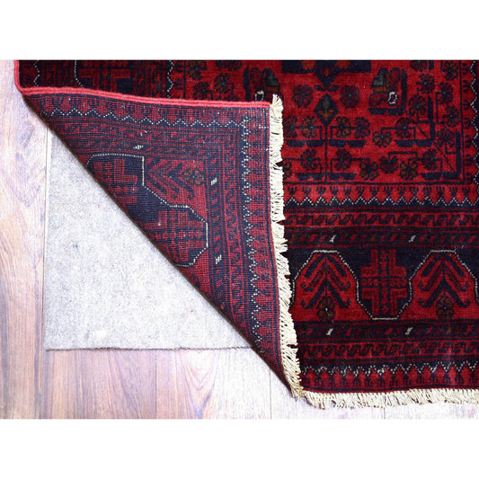 Tribal & Geometric Wool Hand Knotted Rug Red Red 2.10X12.11 -O071894