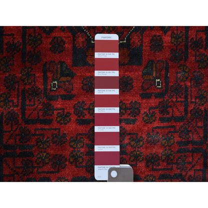 Tribal & Geometric Wool Hand Knotted Rug Red Red 2.10X12.11 -O071894
