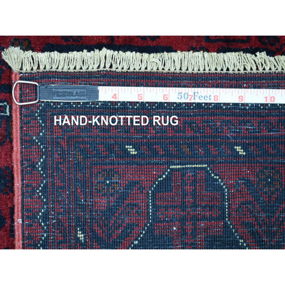 Tribal & Geometric Wool Hand Knotted Rug Red Red 2.10X12.11 -O071894