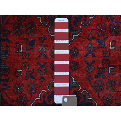 Tribal & Geometric Wool Hand Knotted Rug Red Red 2.10X12.6 -O071897