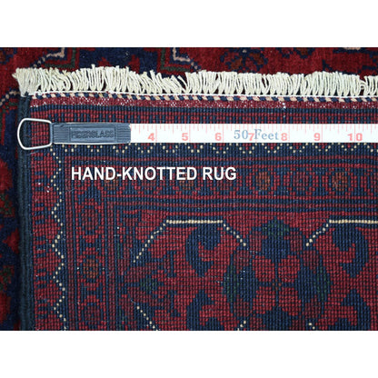 Tribal & Geometric Wool Hand Knotted Rug Red Red 2.10X12.6 -O071897
