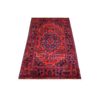 Tribal & Geometric Wool Hand Knotted Rug Red Red 3.2X5.0 -O071899