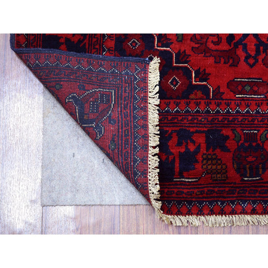 Tribal & Geometric Wool Hand Knotted Rug Red Red 3.2X5.0 -O071899