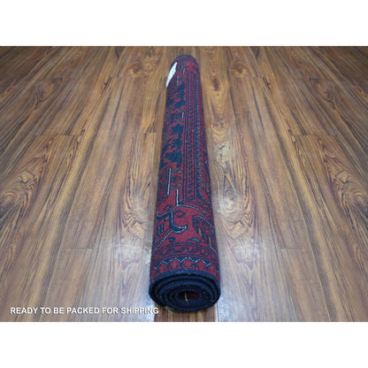 Tribal & Geometric Wool Hand Knotted Rug Red Red 3.2X5.0 -O071899