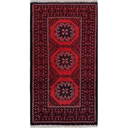 Tribal & Geometric Wool Hand Knotted Rug Red 2.2x3.10 -O0718