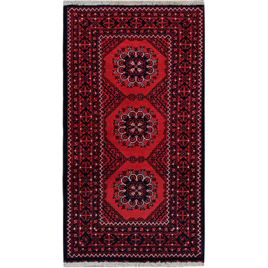 Tribal & Geometric Wool Hand Knotted Rug Red 2.2x3.10 -O0718