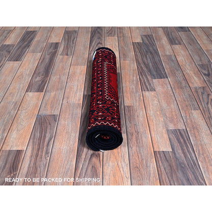Tribal & Geometric Wool Hand Knotted Rug Red 2.2x3.10 -O0718