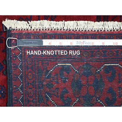 Tribal & Geometric Wool Hand Knotted Rug Red Coral Red 3.0X9.7 -O071901