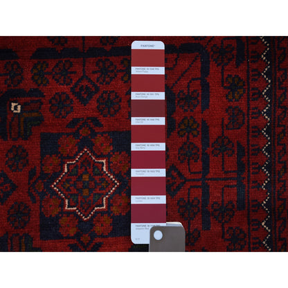 Tribal & Geometric Wool Hand Knotted Rug Red Red 2.10X9.4 -O071903
