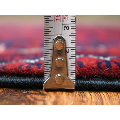 Tribal & Geometric Wool Hand Knotted Rug Red Red 2.10X9.4 -O071903