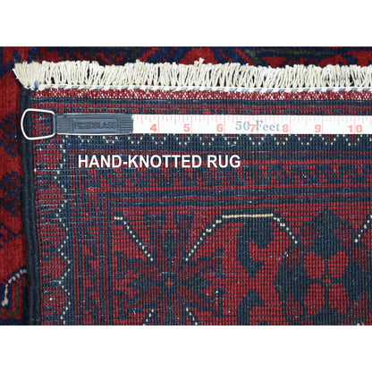 Tribal & Geometric Wool Hand Knotted Rug Red Red 2.9X9.7 -O071904