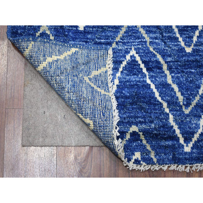 Tribal & Geometric Wool Hand Knotted Rug Blue No Border 3.10X5.9 -O071910