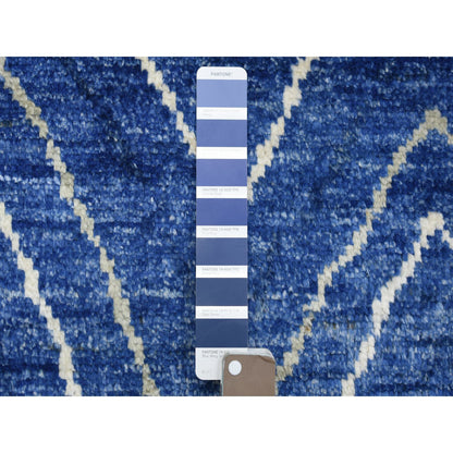 Tribal & Geometric Wool Hand Knotted Rug Blue No Border 3.10X5.9 -O071910