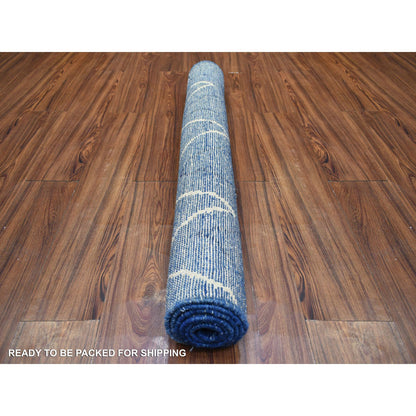 Tribal & Geometric Wool Hand Knotted Rug Blue No Border 3.10X5.9 -O071910