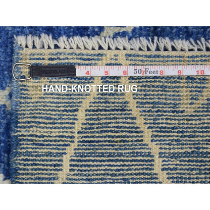 Tribal & Geometric Wool Hand Knotted Rug Blue No Border 3.10X5.9 -O071910