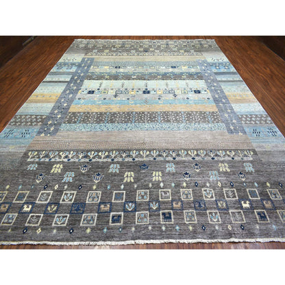 Tribal & Geometric Wool Hand Knotted Rug Grey No Border 10.0X13.8 -O071917