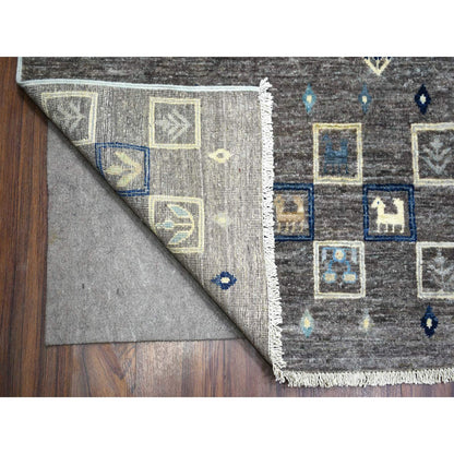 Tribal & Geometric Wool Hand Knotted Rug Grey No Border 10.0X13.8 -O071917